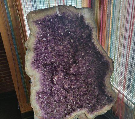 Love this large piece of mineral with beautiful purple crystals.