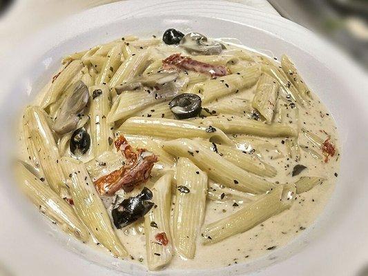 Try our creamy pasta with a choice of chicken, gyros or shrimp.