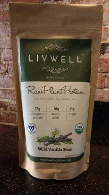 For vegan protein shakes, we like to use organic Livwell. Available for retail as well!