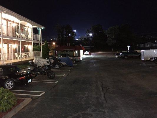 Alleghany Inn looking across the parking lot to the back of JB's.