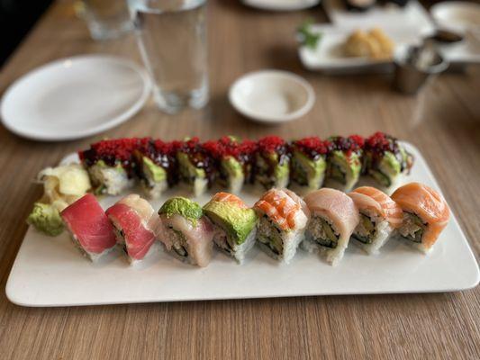 Rainbow Roll and 
 Caterpillar Roll - too beautiful to eat!!