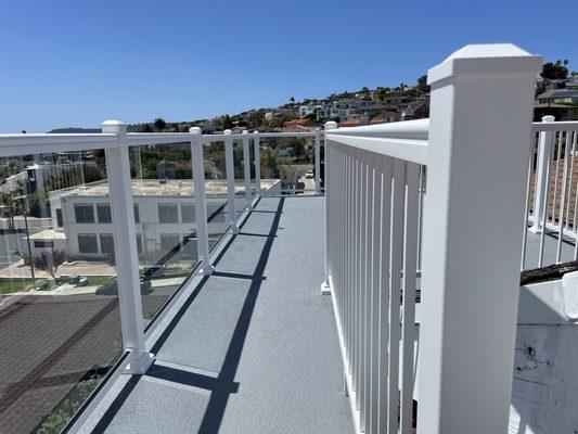 Deck Replacement, Aluminum Railing System, combination of full glass and baluster panels