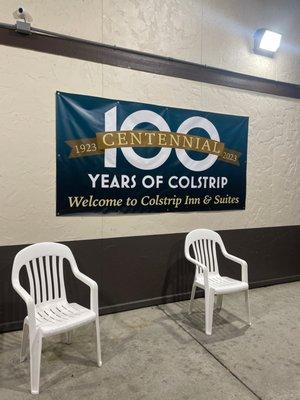 100 years of Colstrip banner outside