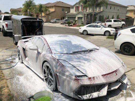 Foam bath for this Lamborghini Gallardo call today for an appointment