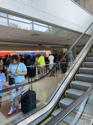 The line at Thrifty Rental Car Hartsfield ATL airport. It's like this every visit any time of day