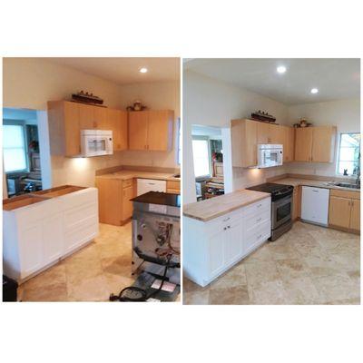 Beautiful Counter, Butcher-Block Counter Top, and Electric Stove install for a client in Delray Beach!