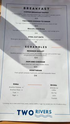 Breakfast menu