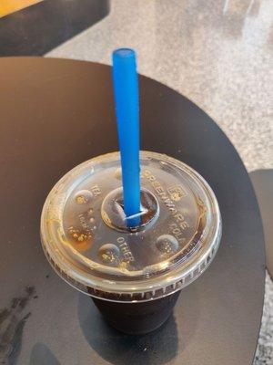 A 16 oz iced coffee. The straw was my own; it's a silicone reusable straw.