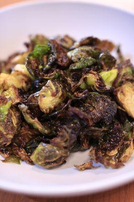 Fried Brussels Sprouts with Honey, Lemon, Banyul Vinega