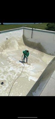 Removing chipping paint from pool