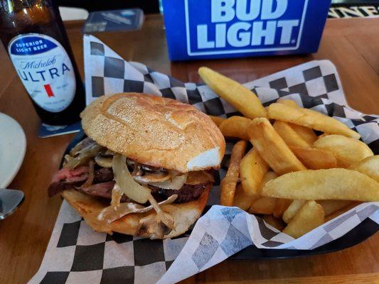 Sliced steak sandwich