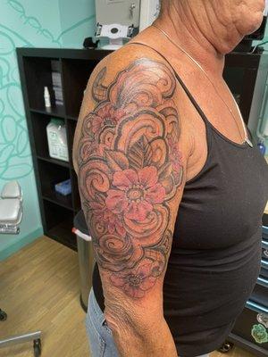 Floral half sleeve by Heather