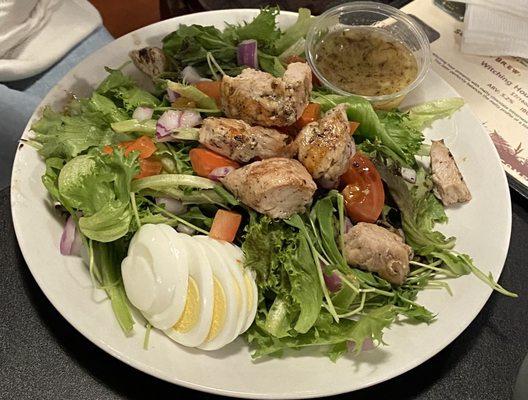 Cobb salad (modifications requested) w/chicken.