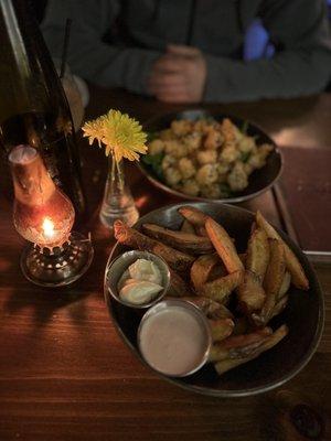 Chili Rock Shrimp & Bravas Style Steak Fries :)