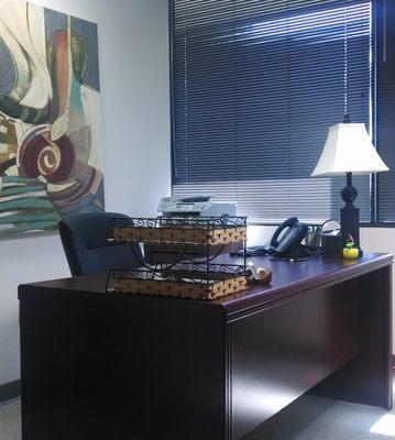 We have private, furnished offices ranging in size from 100 - 300 sq. ft.  Telephone and internet service included.