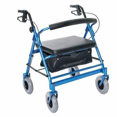 4 Wheel Rollator McKesson Blue Adjustable Height / Folding Aluminum Frame