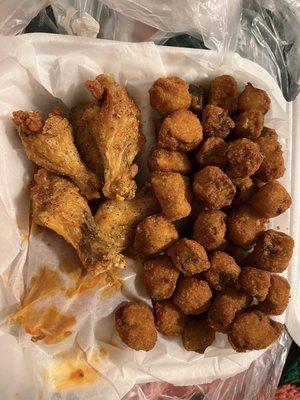 Lemon pepper wings and fried okra