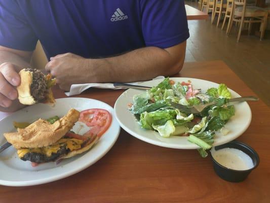 Lunch burger w/side salad not bad tasting