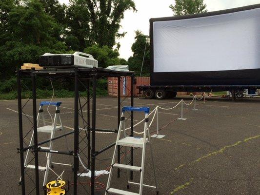 Drive-in theatre set up