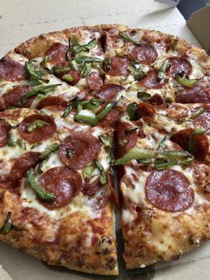 Pepperoni and green peppers