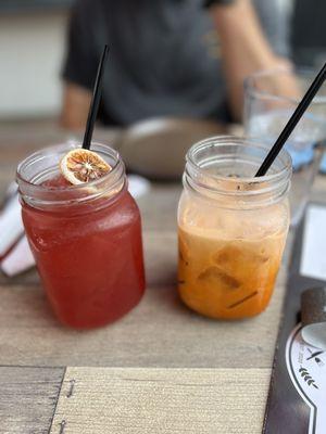 Hibiscus Fizz and Thai Iced Tea