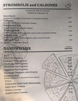 Menu - Sandwiches