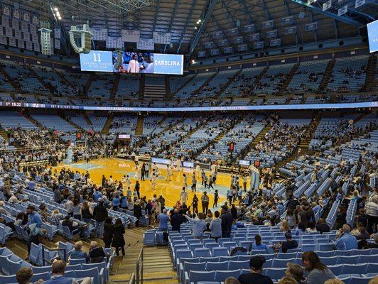 Georgia Tech at North Carolina inside the Dean E. Smith Center. View from Level LL, Section 130, Row V, Seats 2-3. December 10, 2022.