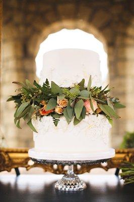 Bas Relief Wedding Cake designed for Jade Weddings and Events photo shoot at Idaho Botanical Garden. Photo by Tamara Kenyon Photography