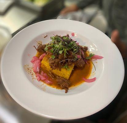 Braised Beef & Polenta Cakes