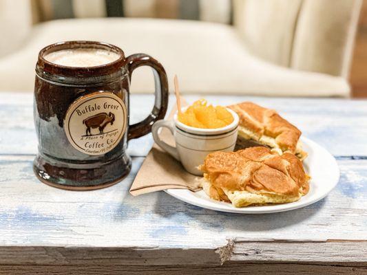 Mocha and Breakfast Sandwich