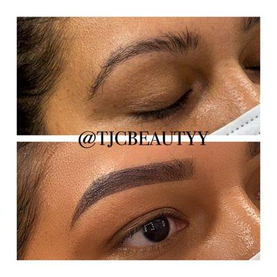 Before  After of Ombré Powder Brows