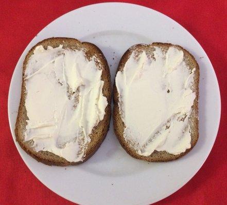 Levy's Rye Toast with Cream Cheese. Levy's Rye is tasteless to me. Covid Week #5 today. 04/16/2020