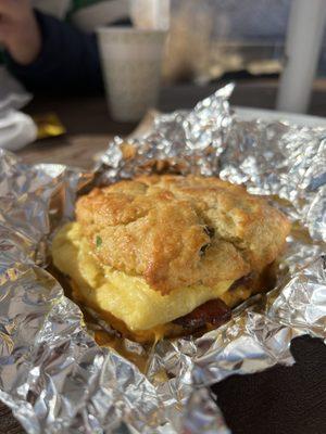 Breakfast sandwich with bacon