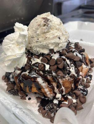 Oreo Funnel Cake Served at KC Fish & Chicken