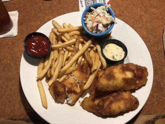 Cod Fish and Chips with fries and slaw