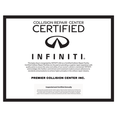 PCC, YOUR INFINITI CERTIFIED COLLISION CENTER