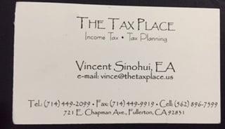 website www.thetaxplace.us  Vincent Sinohui