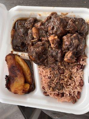 Ox tails, Rice & Peas and Plantains