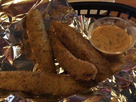 Deep fried pickle spears