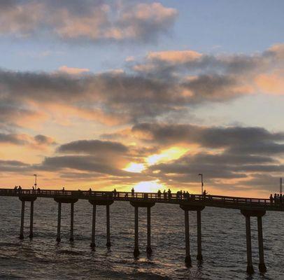 Sunset at ocean beach pier