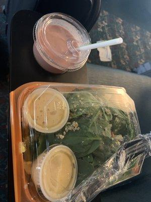 Salad and muscle smoothie