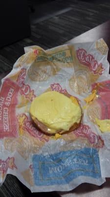 Not cool. I ordered a ham egg and cheese buscuit. Not a half a buscuit.