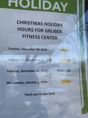 Holiday hours.