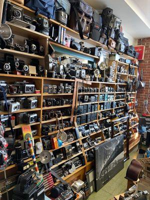 A whole room of vintage cameras!