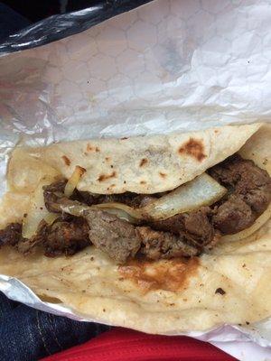 Beef fajita taco, $2.19