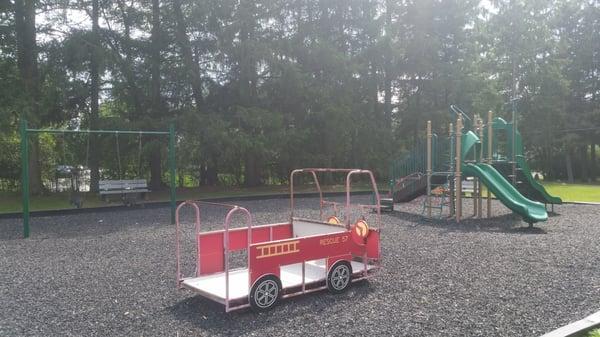 Firetruck, Toddler swings,and play structure