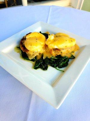 Crab cake eggs Benedict with FRESH louisiana crab!