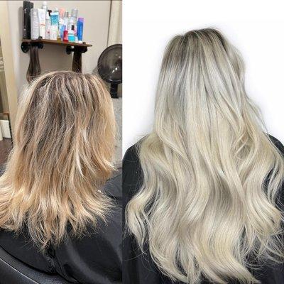 Color Correction and Hair Extension Before and After