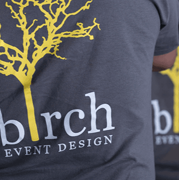 Birch Event Design employee t-shirts.