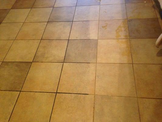 Real color of grout after TFC deep cleaned floor